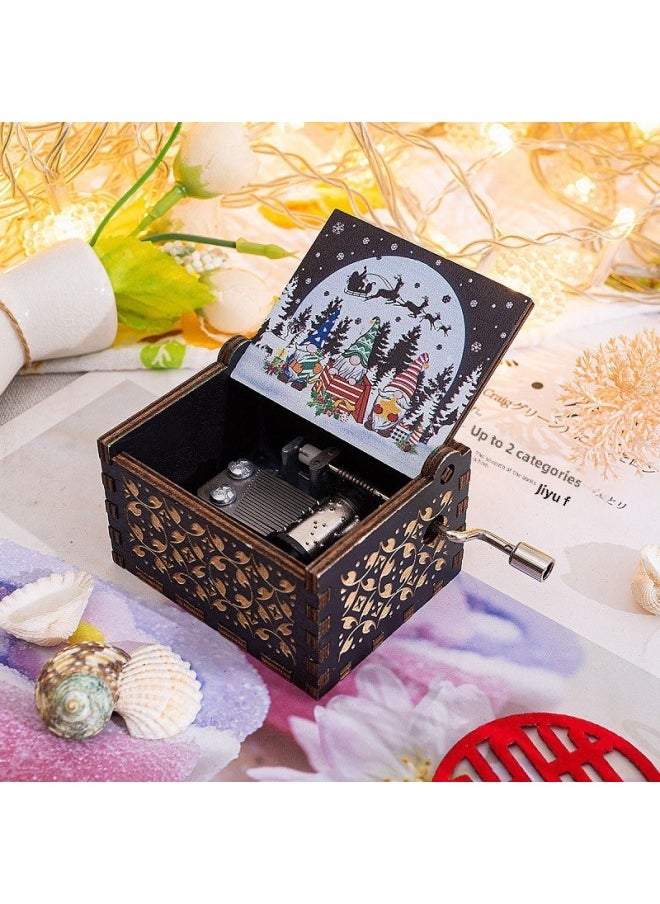 Generic - Music Box Customized Vintage Carving Exquisite Color Painting Drop Adhesive Printing And Logo Wooden Hand Music Box-Color:30-Dimensions:6.4*5.2*4.2cm - Image 1