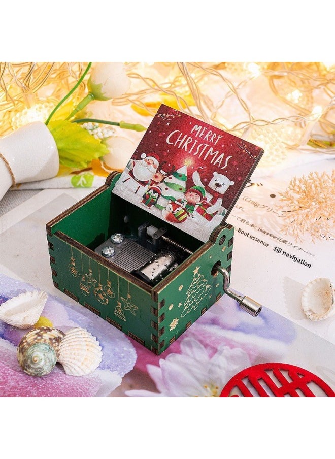 Generic - Music Box Customized Vintage Carving Exquisite Color Painting Drop Adhesive Printing And Logo Wooden Hand Music Box-Color:30-Dimensions:6.4*5.2*4.2cm - Image 1