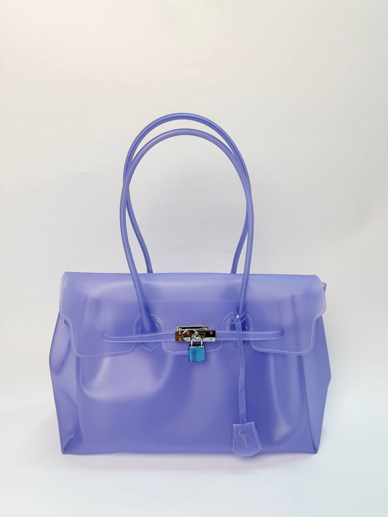 2026 New TPU Jelly Bag for Women - Fashionable Lock-Clasp Large Capacity Handbag, Waterproof Beach Tote