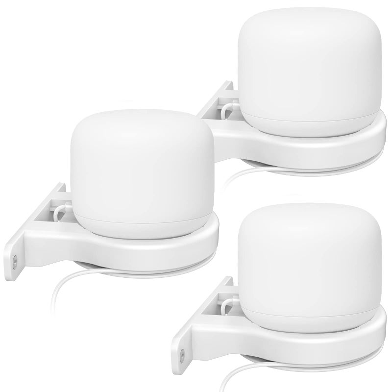 Delidigi 3 Pack ABS Wall Mount Compatible with Nest WiFi Router- AC2200 Bracket Holder Shelf for Nest WiFi Point [Built-in Cable Management](3 Pack, White) - Image 1