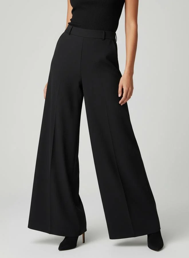 تايك تو Black Solid Wide Leg High Waist Trousers