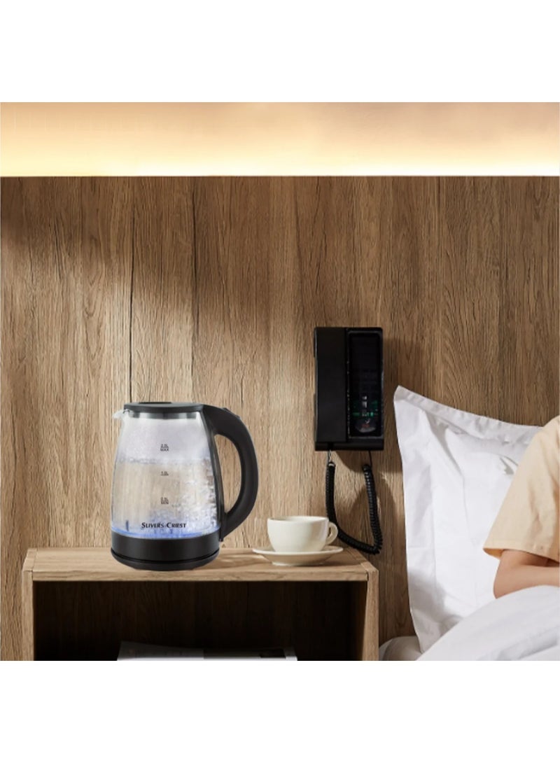 Electric Glass Water Kettle 2L, transparent borosilicate glass body with measurement markings, with LED Indicator and Auto Shut-Off | Flare Gadgets - Image 1