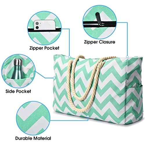 Becokan Beach Bags for Women Large Waterproof Beach Tote Bag Zipper Beach Bags Waterproof Sandproof Swim Pool Bag Large Tote - Image 3