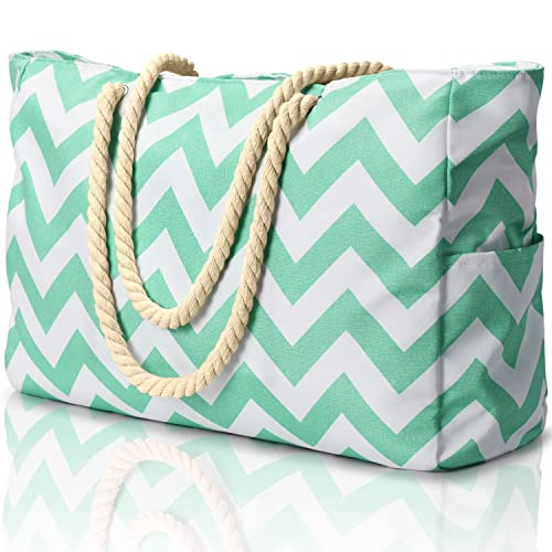 Becokan Beach Bags for Women Large Waterproof Beach Tote Bag Zipper Beach Bags Waterproof Sandproof Swim Pool Bag Large Tote - Image 1