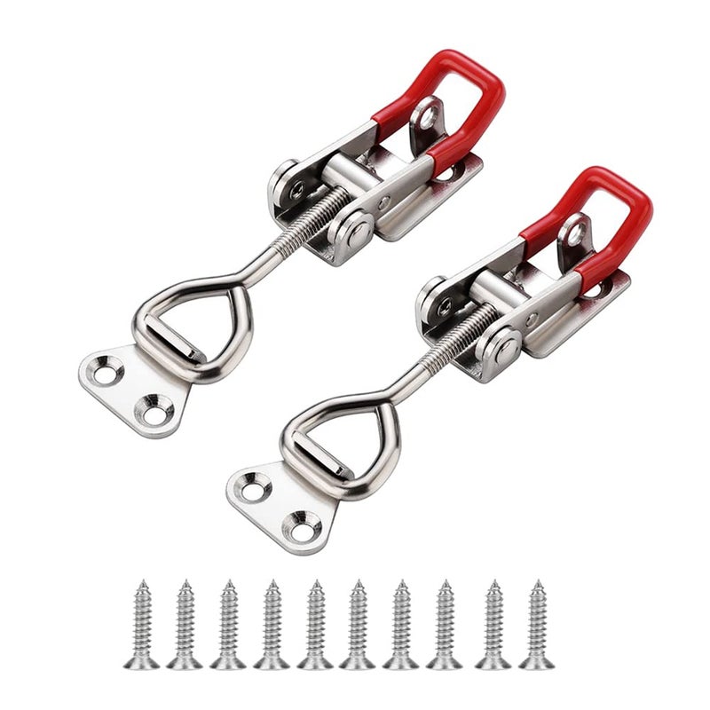 E-TING 2 Pack 4003 Adjustable Toggle Latch Clamp Smoker Latch Clamps 1322Lbs 600Kg Holding Capacity Heavy Duty Large Toggle Latches, Pull Toggle Clamp Latch for Smoker, ToolBox Case etc. - Image 1