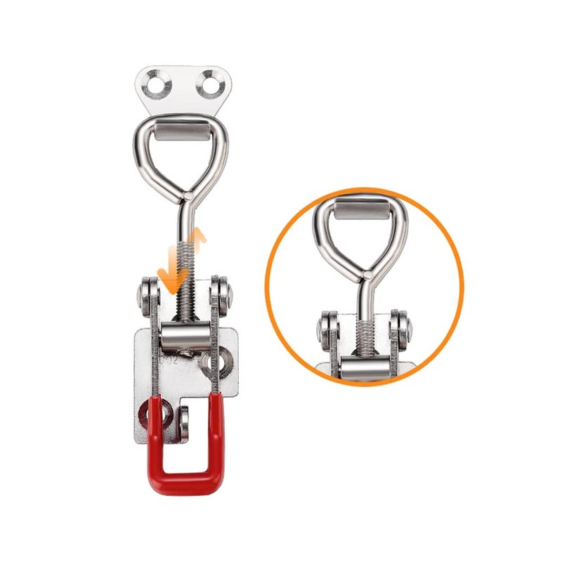 E-TING 2 Pack 4003 Adjustable Toggle Latch Clamp Smoker Latch Clamps 1322Lbs 600Kg Holding Capacity Heavy Duty Large Toggle Latches, Pull Toggle Clamp Latch for Smoker, ToolBox Case etc. - Image 3