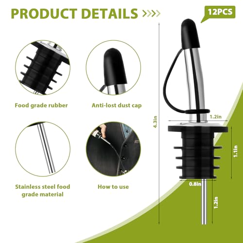 Dualshine 3 Tier Bar Glass Rimmer Bartender Tool Accessories with 12 Pcs Stainless Steel Liquor Pour Spout Garnish Caddy with 6 Compartment and 200 Pcs Napkin,500 Black Cocktail Straws - Image 3