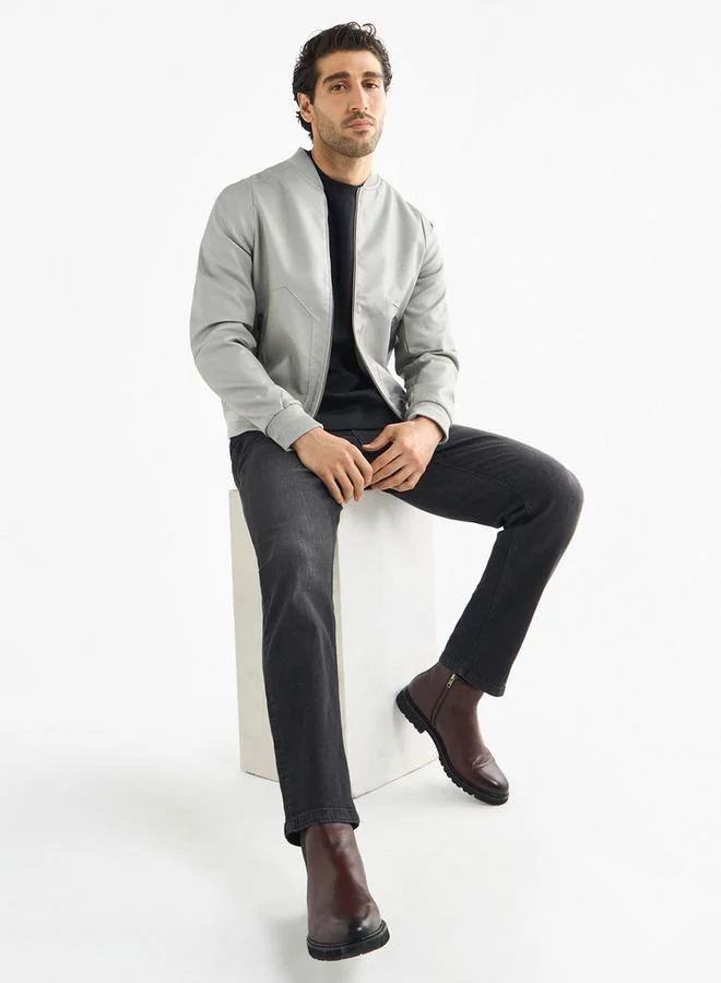 Splash FAV Textured Bomber Jacket with Zip Closure and Pockets