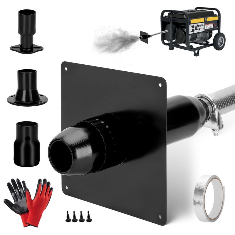 Generator Exhaust Extension Kit with Three Adapters ALLINONE KIT Insulated Wall Plate Compatible with All Portable Generators Reduces Noise by 55 with Superior Silencing Grille