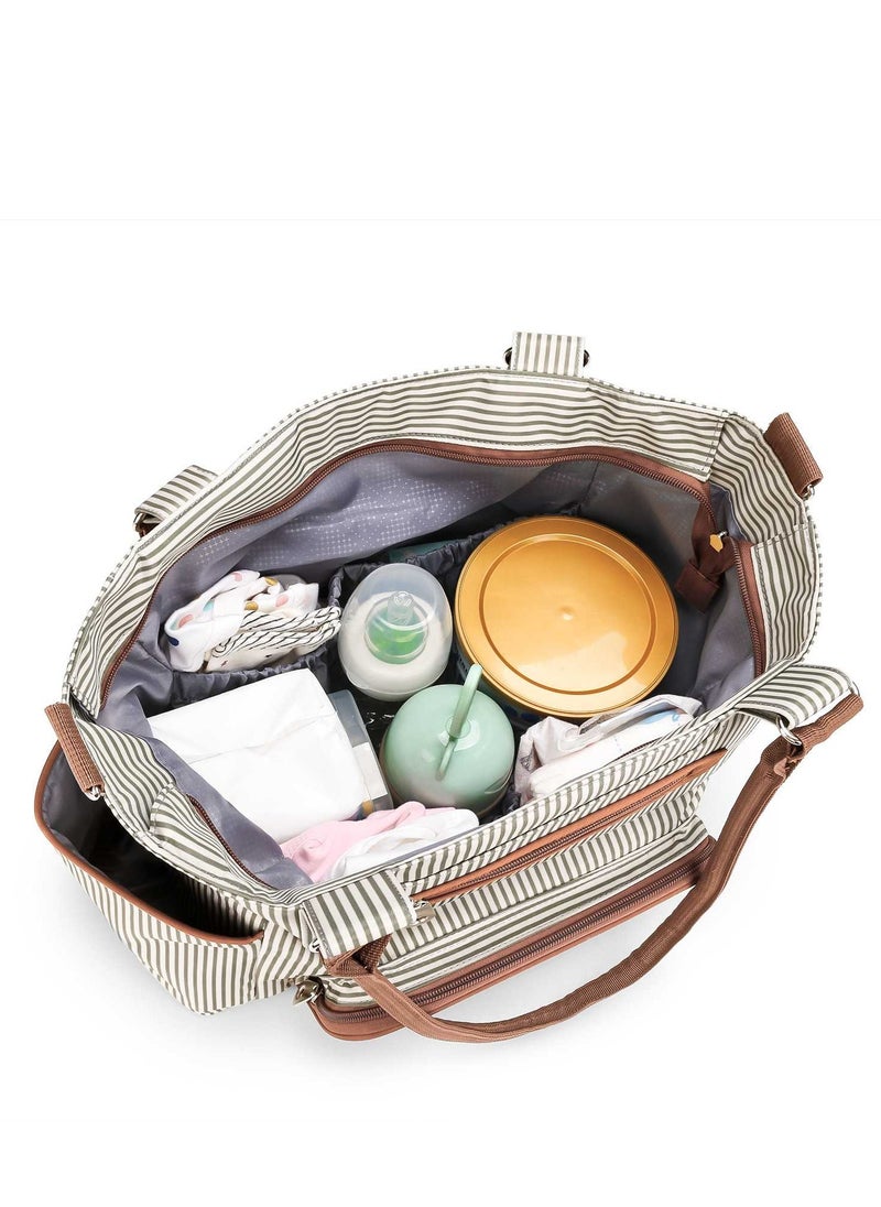 Laseta Set Of 6 Diaper Bag With Hooks And Nappy Changing Mat - Ivory White  - Image 4