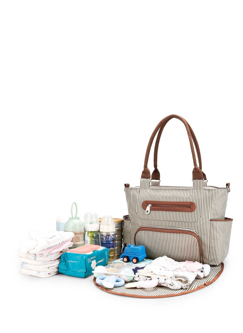 Laseta Set Of 6 Diaper Bag With Hooks And Nappy Changing Mat - Ivory White  - Image 2