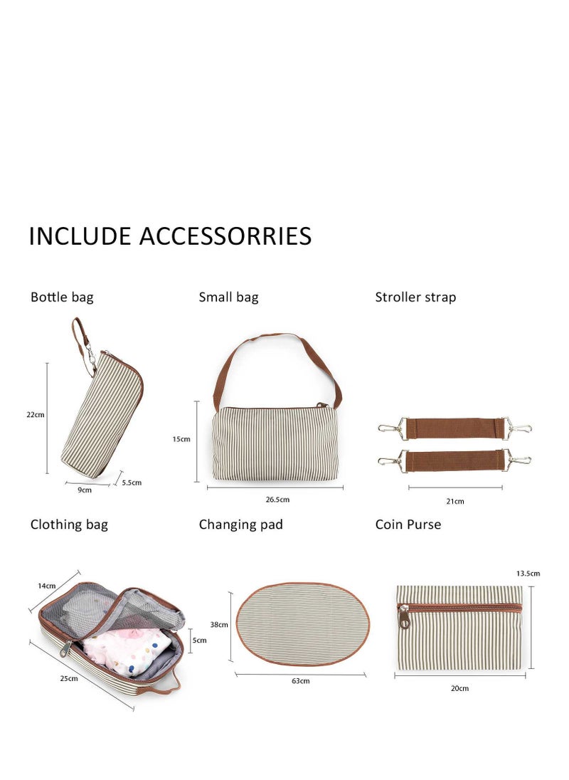 Laseta Set Of 6 Diaper Bag With Hooks And Nappy Changing Mat - Ivory White  - Image 5