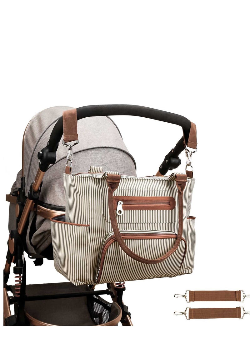 Laseta Set Of 6 Diaper Bag With Hooks And Nappy Changing Mat - Ivory White  - Image 3