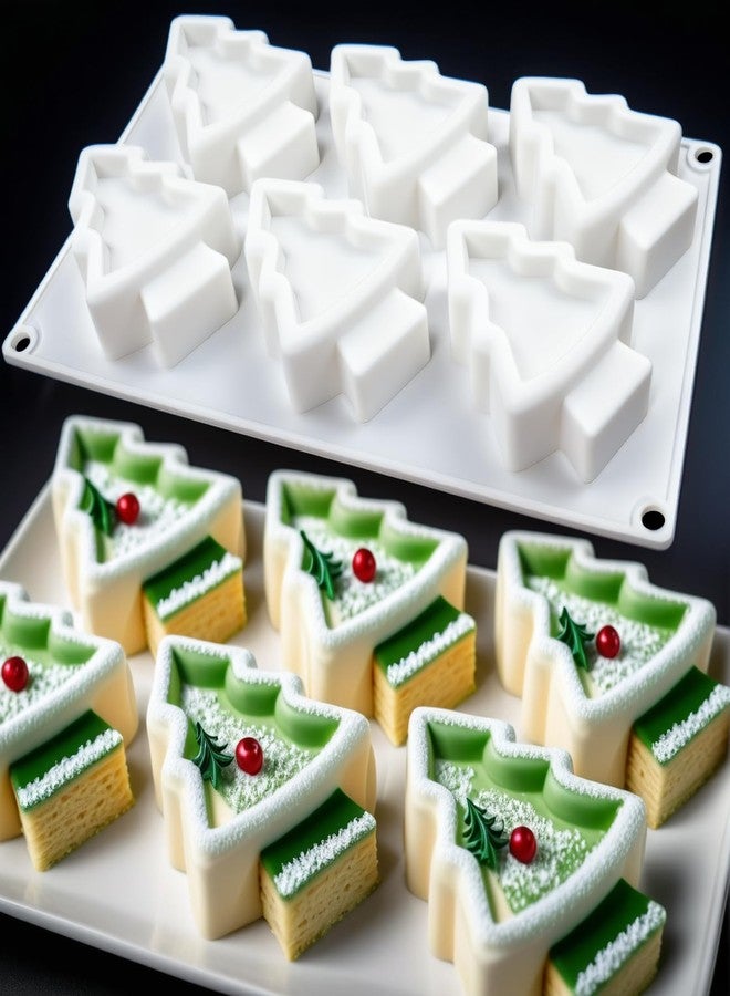 LLPMutu Christmas Tree Silicone Molds Large Xmas Tree Candy Molds 6 cavity Christmas Tree Chocolate Molds Xmas Tree Baking Mold Christmas soap molds for Making Chocolate Candy Cake Jello Ices Soap and Candle - Image 1