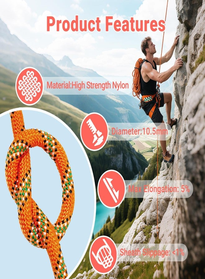 Brobantle 10.5mm Climbing Rope,32FT Static Rock Climbing Rope for Escape Rope Ice Climbing Equipment Fire Rescue Parachute - Image 3