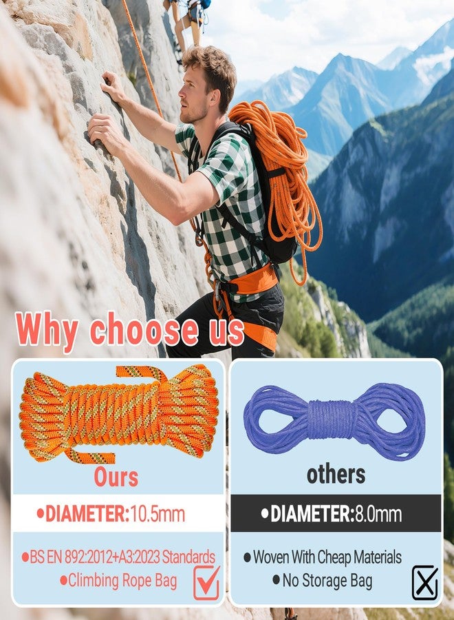 Brobantle 10.5mm Climbing Rope,32FT Static Rock Climbing Rope for Escape Rope Ice Climbing Equipment Fire Rescue Parachute - Image 5
