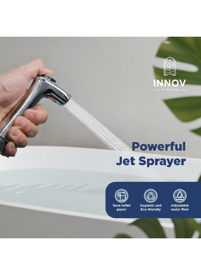 INNOV In Mecca Portable Bidet shattaf Set, Handheld Bidet Bottom Cleaner Sprayer with 3M long hose and universal adapter. Travel hygiene kit for muslims - Image 2