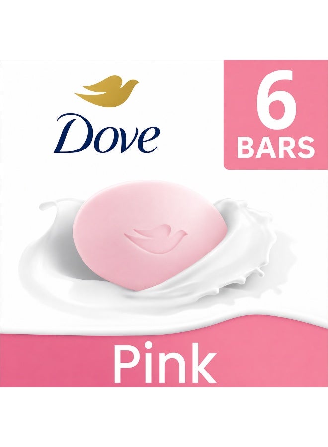 Dove Pink With ¼ Moisturising Cream Beauty Bar Gentle Cleanser For Softer & Smoother Skin 90g - 6PC - Image 1