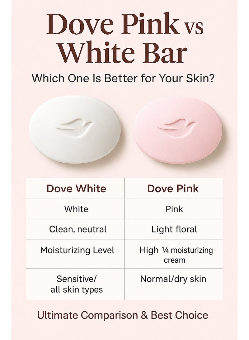Dove Pink With ¼ Moisturising Cream Beauty Bar Gentle Cleanser For Softer & Smoother Skin 90g - 6PC - Image 4