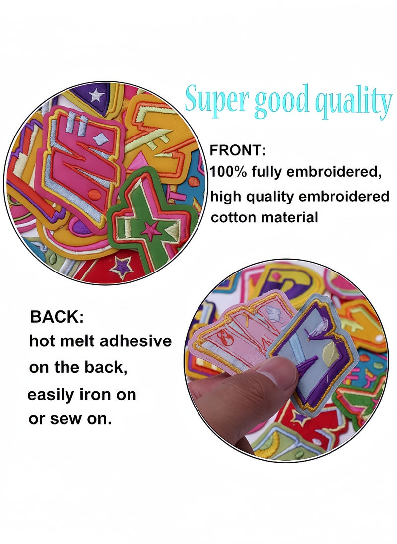 Peachjoy 72PCS Iron-On Letters and Numbers Patches - Colorful Embroidered A-Z 0-9 Applique for Clothes, Hats, Jeans (DIY Accessories Kit)  - Image 5