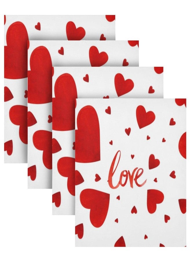YETTASBIN Valentine's Day Heart Cloth Napkins Set of 4, Reusable Washable Oversized Table Napkins for Family Wedding Dinner Party Home Decor, 20 Inch - Image 1