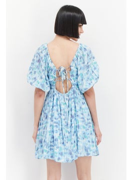 BCBGeneration Women Allover Print Mini Dress, Sky Blue Combo  - Image 4