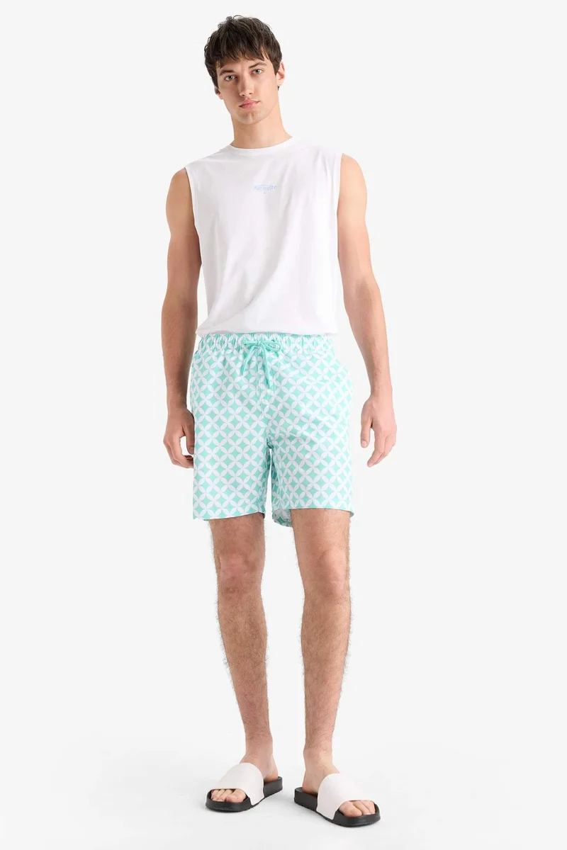 ديفاكتو Regular Fit Printed Short Swim Shorts