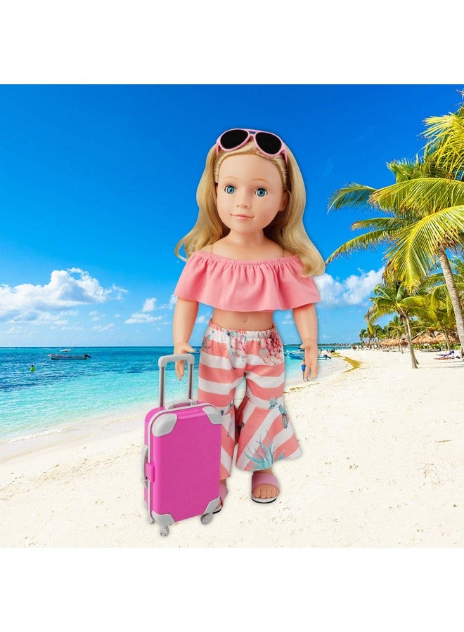 COSYOO 17 Pcs Doll Travel Set Suitcase American Doll Accessories For Girl 18 Inch Including Suitcase Luggage A Set Of Clothes Slippers Sunglasses Camera Laptop Unicorn Pillow Blindfold - Image 3