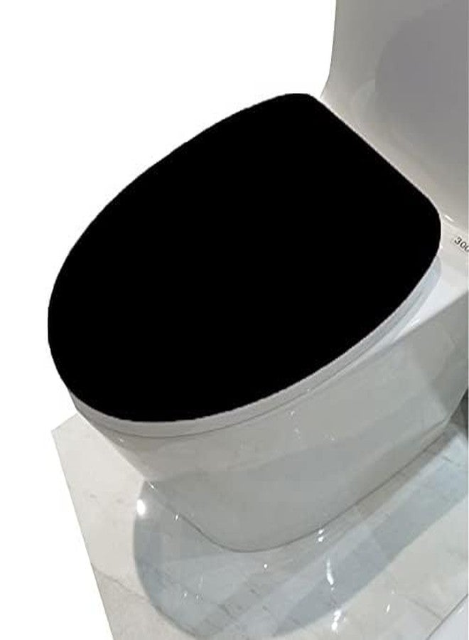 Madeals Microfiber Toilet Lid Cover Soft and Absorbent, Comfortable Bathroom Toilet Lid Cover Seat Fits Most Size Toilet Lids for Black - Image 3
