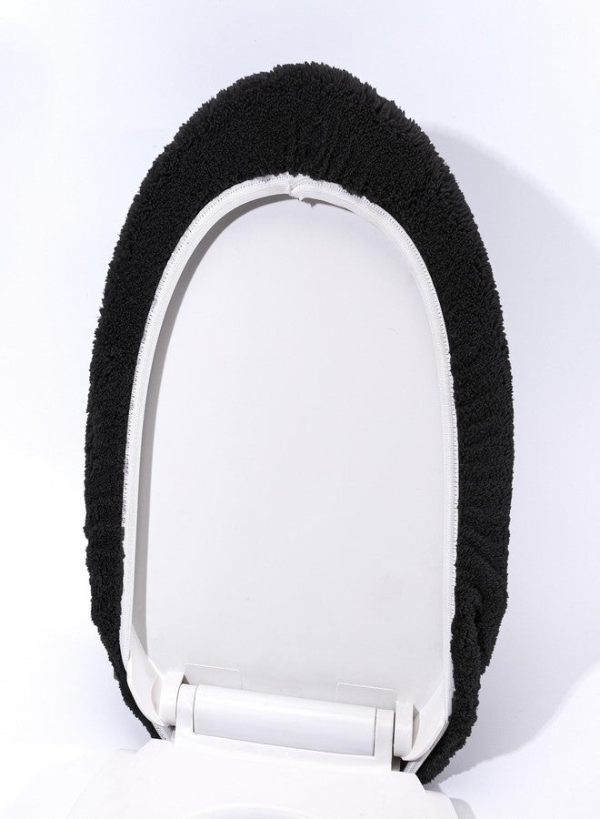 Madeals Microfiber Toilet Lid Cover Soft and Absorbent, Comfortable Bathroom Toilet Lid Cover Seat Fits Most Size Toilet Lids for Black - Image 4