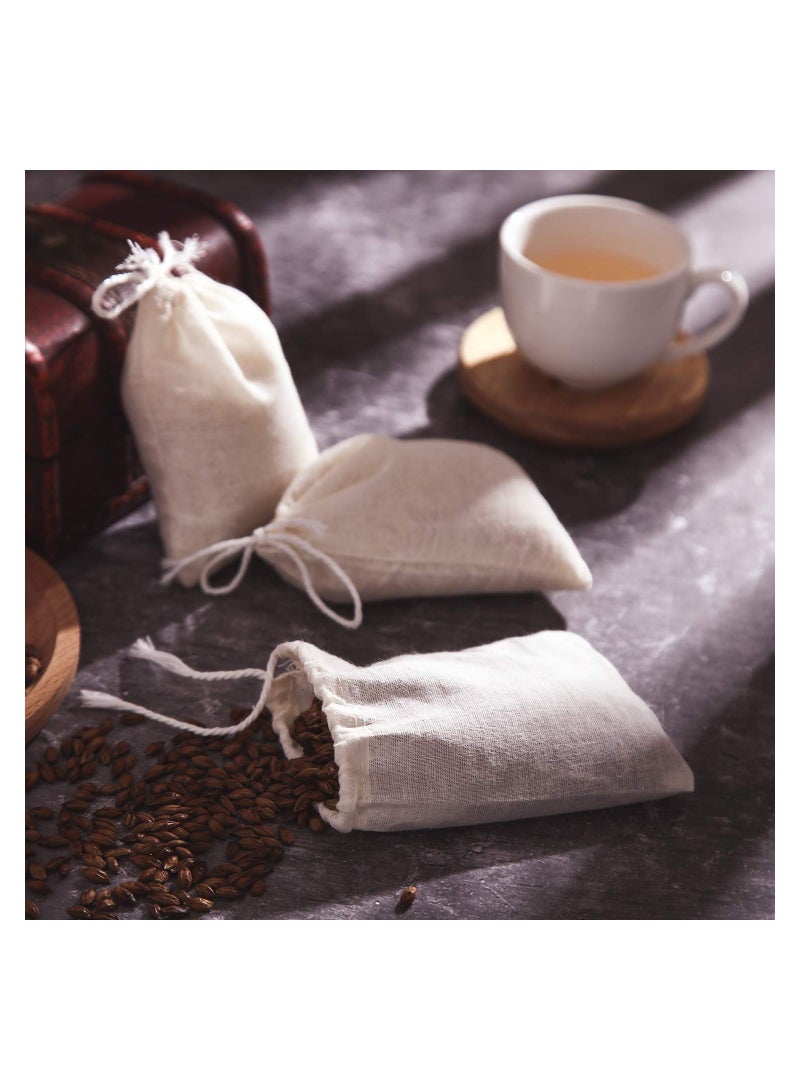 كاست ويف 50 قطعة من القماش الجبن كيس فلتر لإعادة الاستخدام كيس شاي فارغ كيس حساء الطبخ كيس التوابل كيس القهوة الباردة المغلي كيس فلتر ( 4 × 3 بوصة ) - Image 5