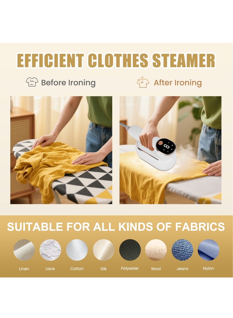 نكومي مكواة بخار محمولة للسفر، مكواة يدوية تدور 180 درجة مع شاشة LCD، ثلاث سرعات قابلة للتعديل، قوة 1200 واط، مكواة بخار مزدوجة الاستخدام جافة/رطبة، سعة خزان المياه 270 مل، مثالية للاستخدام المنزلي والسفر والمساكن الطلابية - Image 3