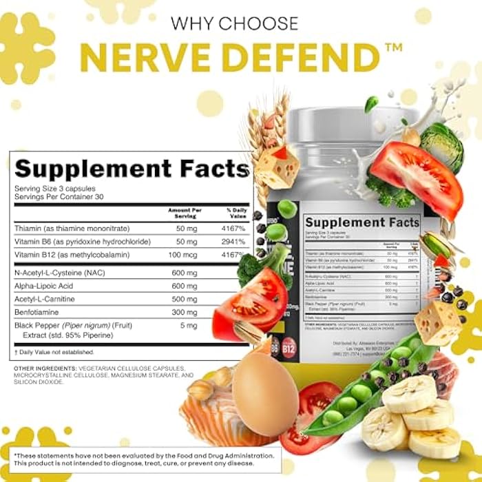 Clean Nutraceuticals Alpha Lipoic Acid 600mg N-Acetyl Cysteine 600mg Acetyl L-Carnitine 500mg Benfotiamine 300mg - Nerve Support Supplement for Women and Men with Vitamin B1 B6 & B12 - Made in USA 90 Caps - Image 4