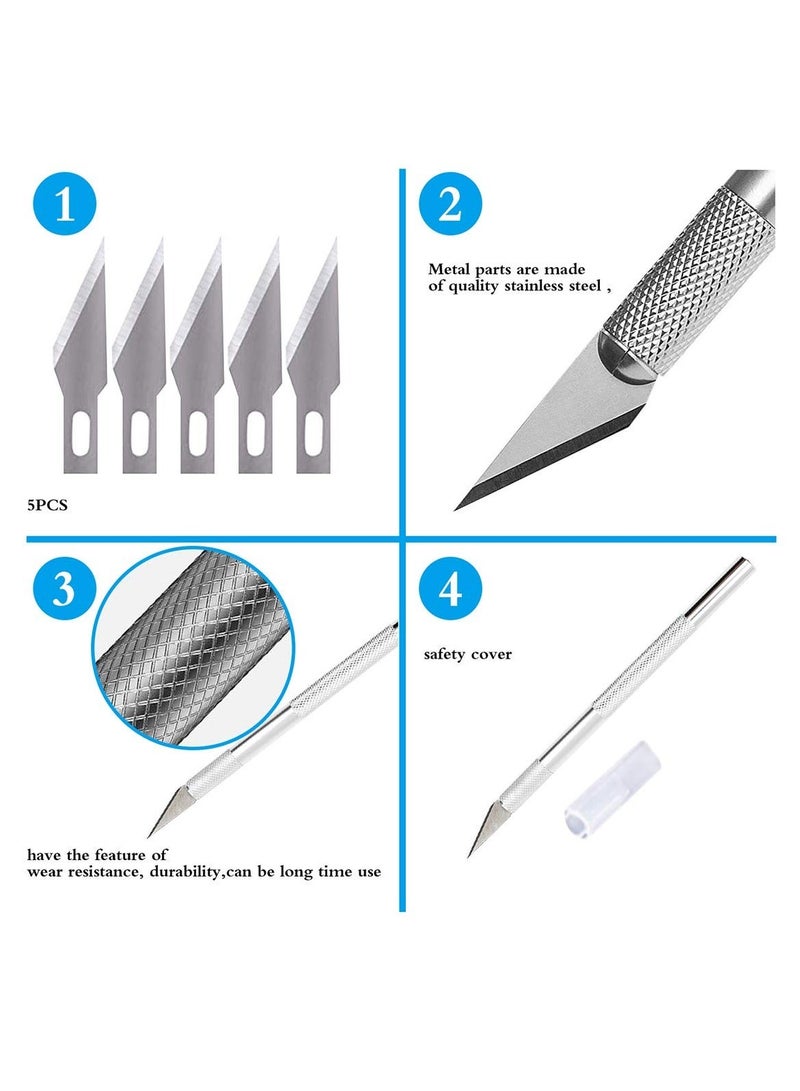 Y&D Metal Leather Skiver Set, 5 Kinds of Working Tool with 6 Pieces Sharp Skiver, 16 Pcs Safety Beveler DIY Cutting Kits for Craft, Making - Image 3