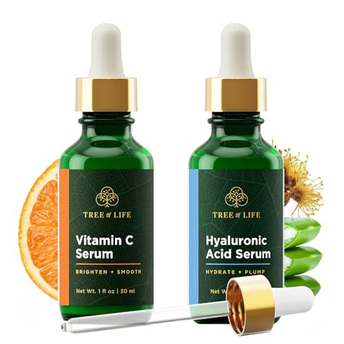 Tree of Life Beauty Facial Skin Care Set, Brightening, Firming, Hydrating, Dry Face, Dermatologist Tested - Vitamin C and Hyaluronic Acid Facial Serum - Skin Care Kit, 2 count of 1 Fl Oz - Image 1