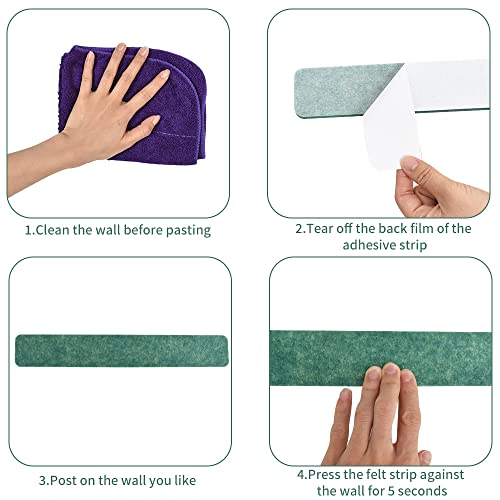 Vuzvuv 8Pcs Green Cork Board Bar Strips with 50 Pushpins & Sticky Notes, Self-Adhesive Bulletin Board Strips No Damage for Wall, Felt Pin Board for Paste Notes, Photos, Schedules Office Decor - Image 3