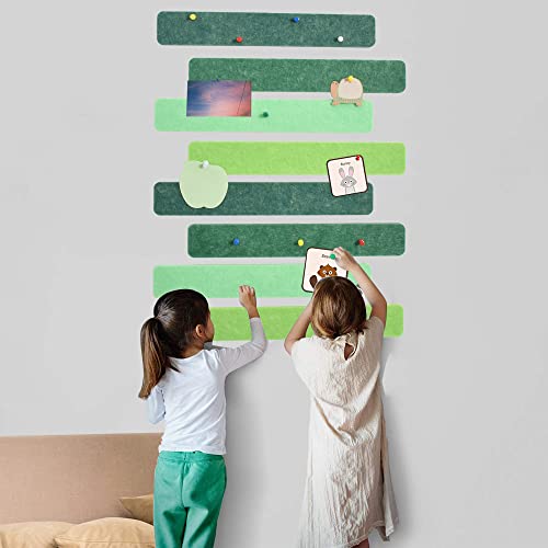 Vuzvuv 8Pcs Green Cork Board Bar Strips with 50 Pushpins & Sticky Notes, Self-Adhesive Bulletin Board Strips No Damage for Wall, Felt Pin Board for Paste Notes, Photos, Schedules Office Decor - Image 5