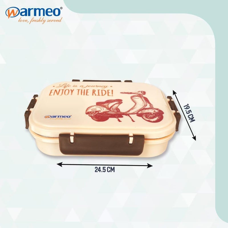 WARMEO صندوق تيفين وندر المعزول WARMEO 3 أقسام مع غطاء قفل وصمام بخار باللون العاجي من الفولاذ المقاوم للصدأ لدرجة الطعام سهل الحمل للمدرسة والكلية والمكتب - Image 2