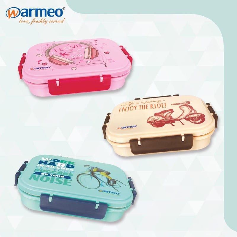 WARMEO صندوق تيفين وندر المعزول WARMEO 3 أقسام مع غطاء قفل وصمام بخار باللون العاجي من الفولاذ المقاوم للصدأ لدرجة الطعام سهل الحمل للمدرسة والكلية والمكتب - Image 3