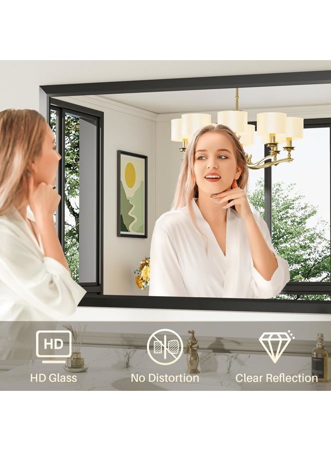Briivue 48"x36" Black Bathroom Mirror, Anti-Rust Black Metal Framed Bathroom Mirrors for Over Sink, Wall-Mounted Rectangler Mirrors for Bathroom Vanity, Farmhouse, Bedroom, Living Room, Entryway Decor - Image 4