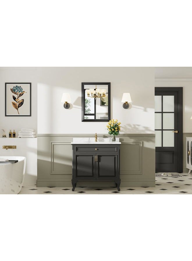 Briivue 48"x36" Black Bathroom Mirror, Anti-Rust Black Metal Framed Bathroom Mirrors for Over Sink, Wall-Mounted Rectangler Mirrors for Bathroom Vanity, Farmhouse, Bedroom, Living Room, Entryway Decor - Image 3