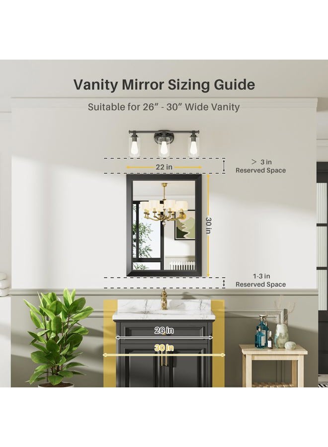 Briivue 48"x36" Black Bathroom Mirror, Anti-Rust Black Metal Framed Bathroom Mirrors for Over Sink, Wall-Mounted Rectangler Mirrors for Bathroom Vanity, Farmhouse, Bedroom, Living Room, Entryway Decor - Image 2
