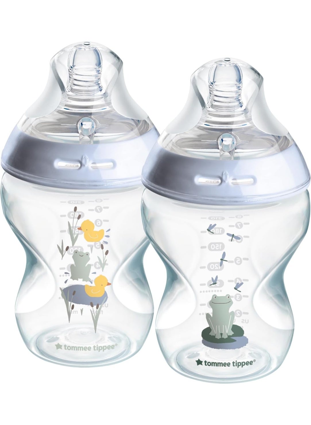 tommee tippee Natural Start Baby Feeding Bottles Slow Flow Breast Like Teats Anti Colic Valve Soft Silicone Nipple BPA Free 0M+ 2X260 ML Blue