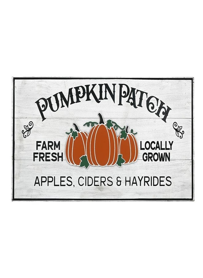 All Chic Pumpkin Patch Sign Solid Wood Farm Fresh Pumpkins Decorations Sign for Home Fall Decorations Indoor Thanksgiving Backdrop Farmhouse Fall Decor 31.5 Inches by 15.7 Inches (White) - Image 1