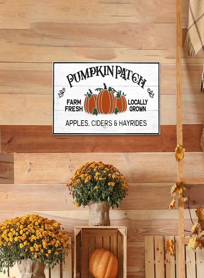 All Chic Pumpkin Patch Sign Solid Wood Farm Fresh Pumpkins Decorations Sign for Home Fall Decorations Indoor Thanksgiving Backdrop Farmhouse Fall Decor 31.5 Inches by 15.7 Inches (White) - Image 3