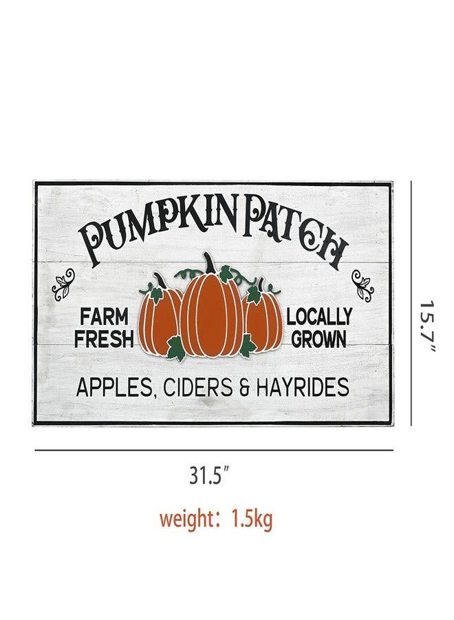 All Chic Pumpkin Patch Sign Solid Wood Farm Fresh Pumpkins Decorations Sign for Home Fall Decorations Indoor Thanksgiving Backdrop Farmhouse Fall Decor 31.5 Inches by 15.7 Inches (White) - Image 2