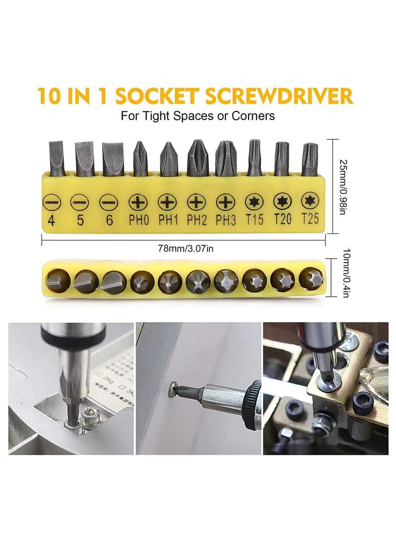 Generic - Flexible Drill Bit Extension Set, 105° Right Angle Drill Attachment, 1/4 3/8 1/2In Hex Shank Impact Driver Socket Adapter Rotatable Socket, Bendable Drill Bit Extension Screwdriver Bit - Image 1