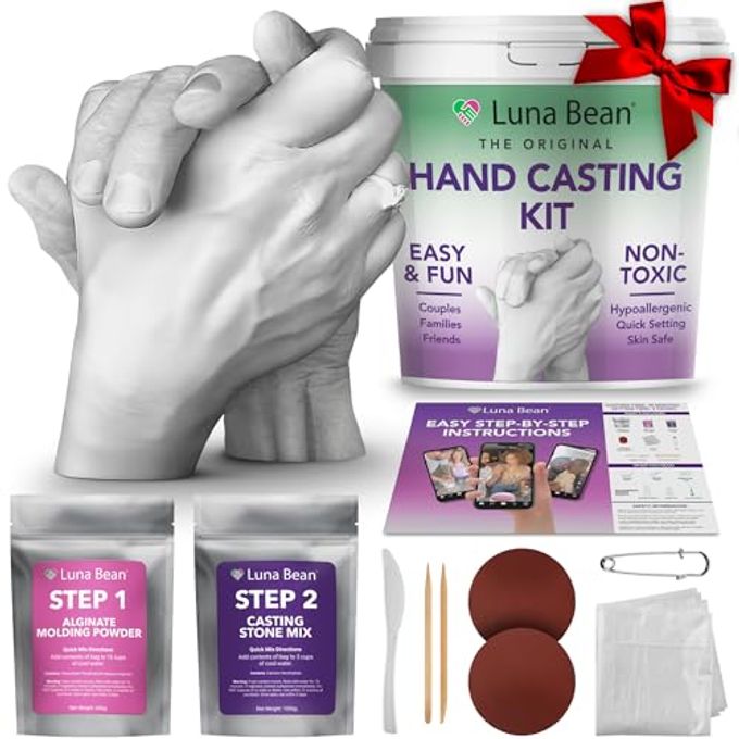 Luna Bean Hand Casting Kit  The Original Hand Mold Kit for Couples  Christmas Gifts for Women, Bridal Shower, Wedding, Engagement Gifts Her Him Anniversary Men Mom Wife Husband Boyfriend Girlfriend - Image 4