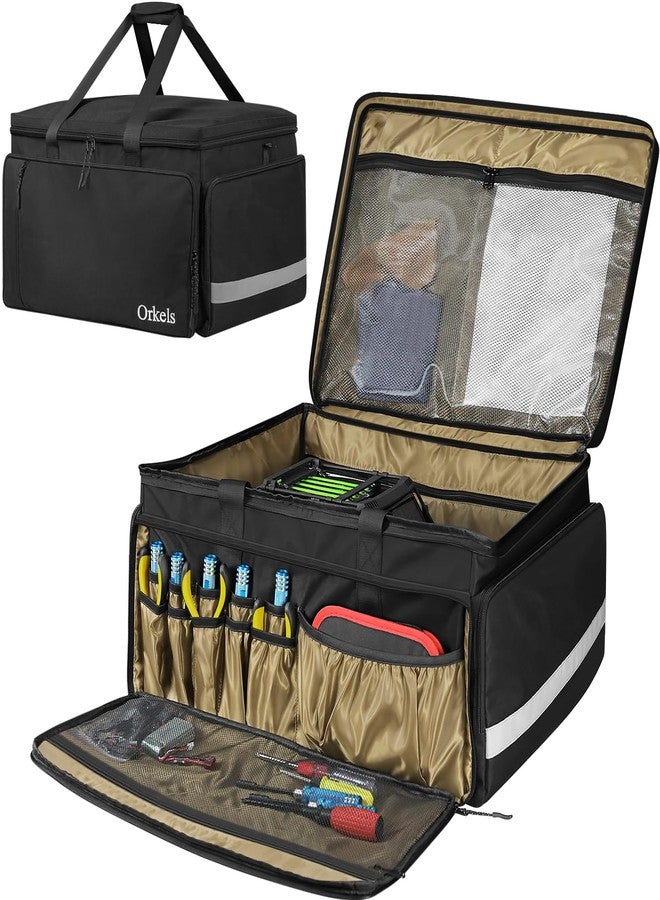 ORKELS Storage Bag for Traxxas RC 1/14, 1/16 & 1/18 Cars, Protective Carry Case with Bottom Clapboard and Multi-Pockets for Tools & Accessories, Black - Image 1