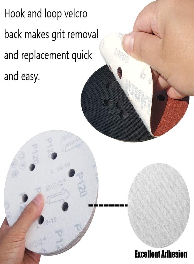 SACKORANGE 100 PCS 6 Inch 6 Holes Sanding Disc Assorted - 60 80 120 150 240 Grits, 6" Hook & Loop Backing Random Orbital Sandpaper Sander Paper for Automotive Paint, Woodworking Wood, Metal - Image 4